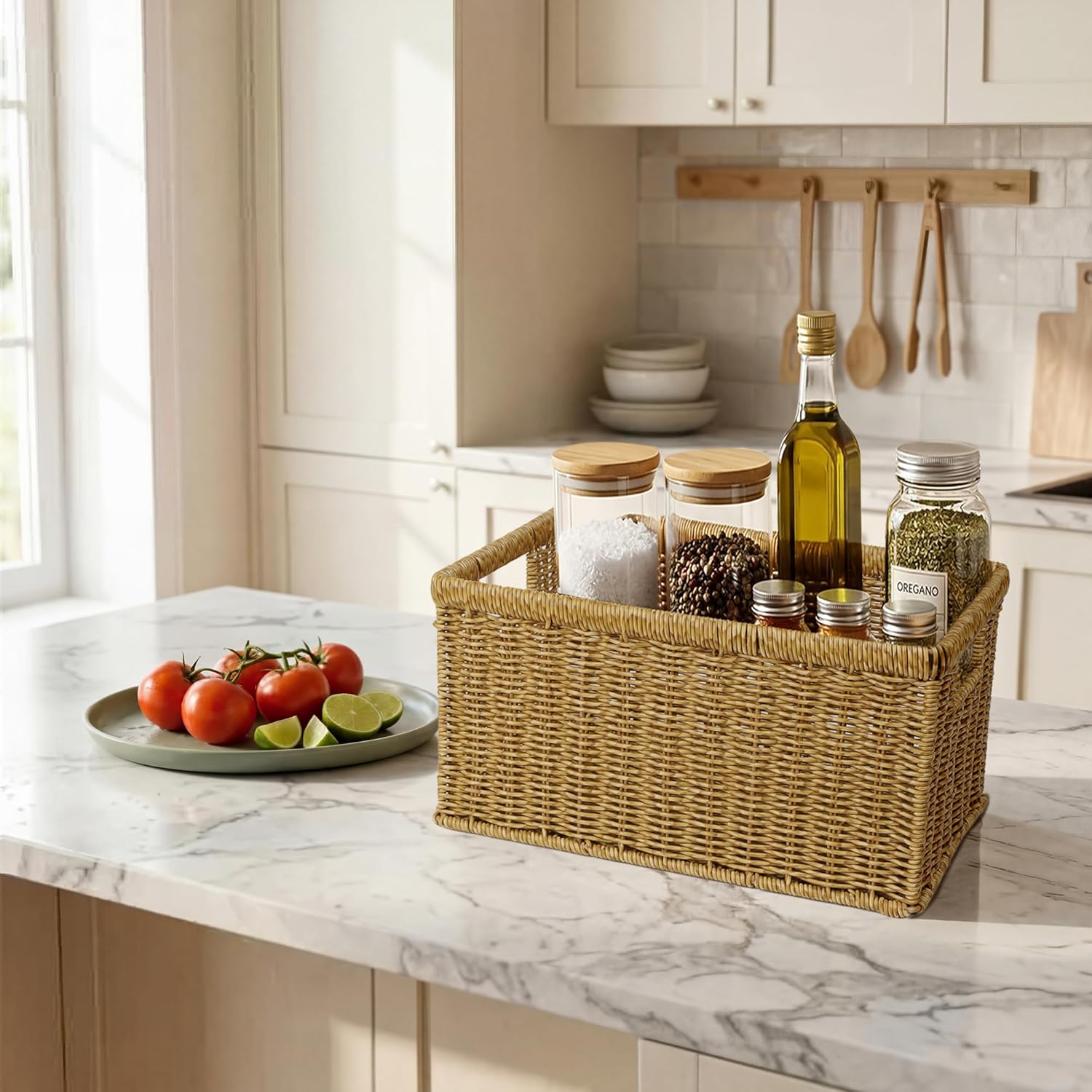 Wicker Storage Baskets for ShelvesDecorative Baskets for Shelves, Basket for Gifts, Closet, Pantry, and Home Organization, Set of 3, Multi-Size
