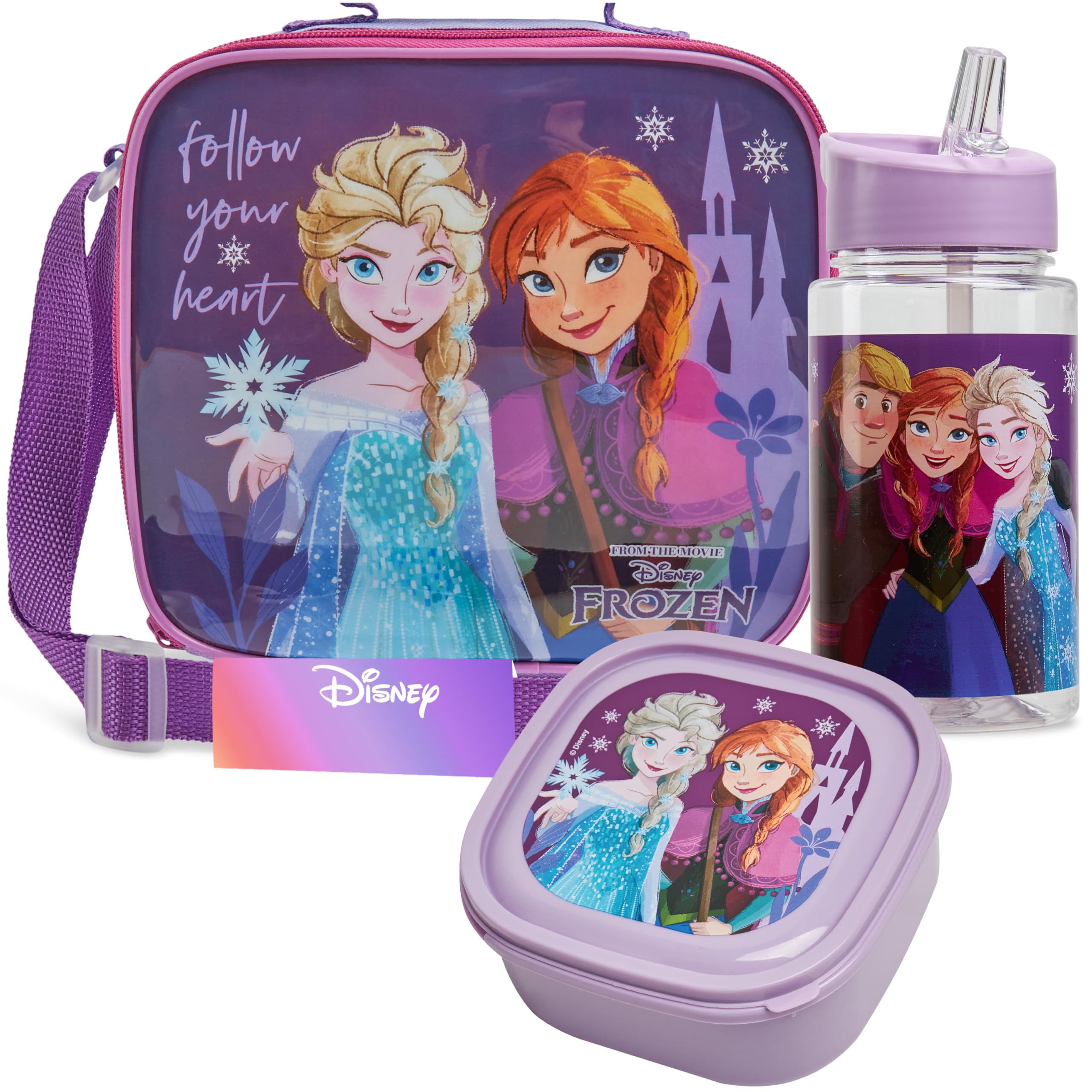 Frozen (Eiskönigin) Isolierte Lunchbox – 3-teiliges Set Mit Sandwich-Dose, Flasche & Tragetasche