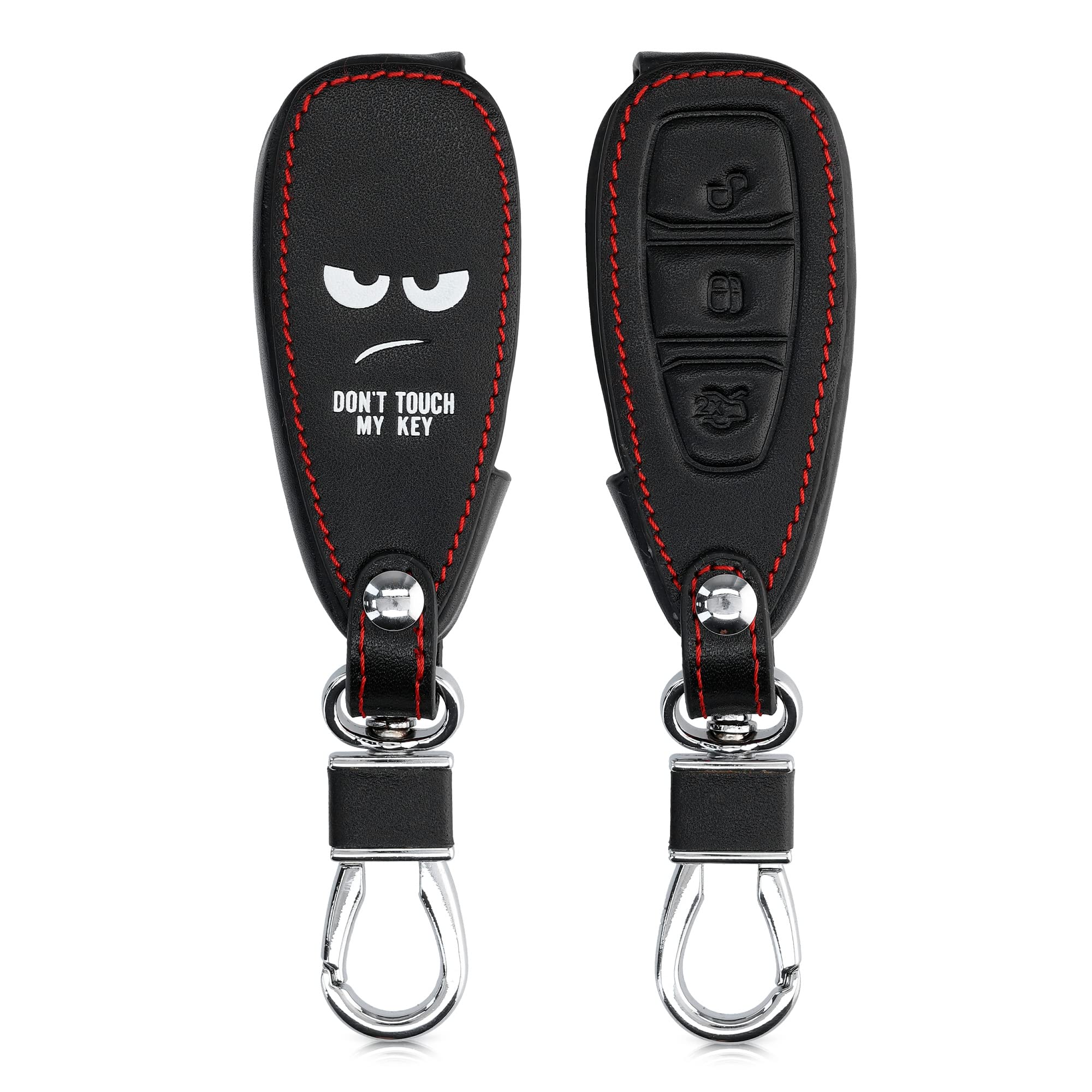Custodia Chiavi Auto Kwmobile Per Ford – Cover In Pelle Sintetica Con Simpatico Smile 'Don't Touch My Key'