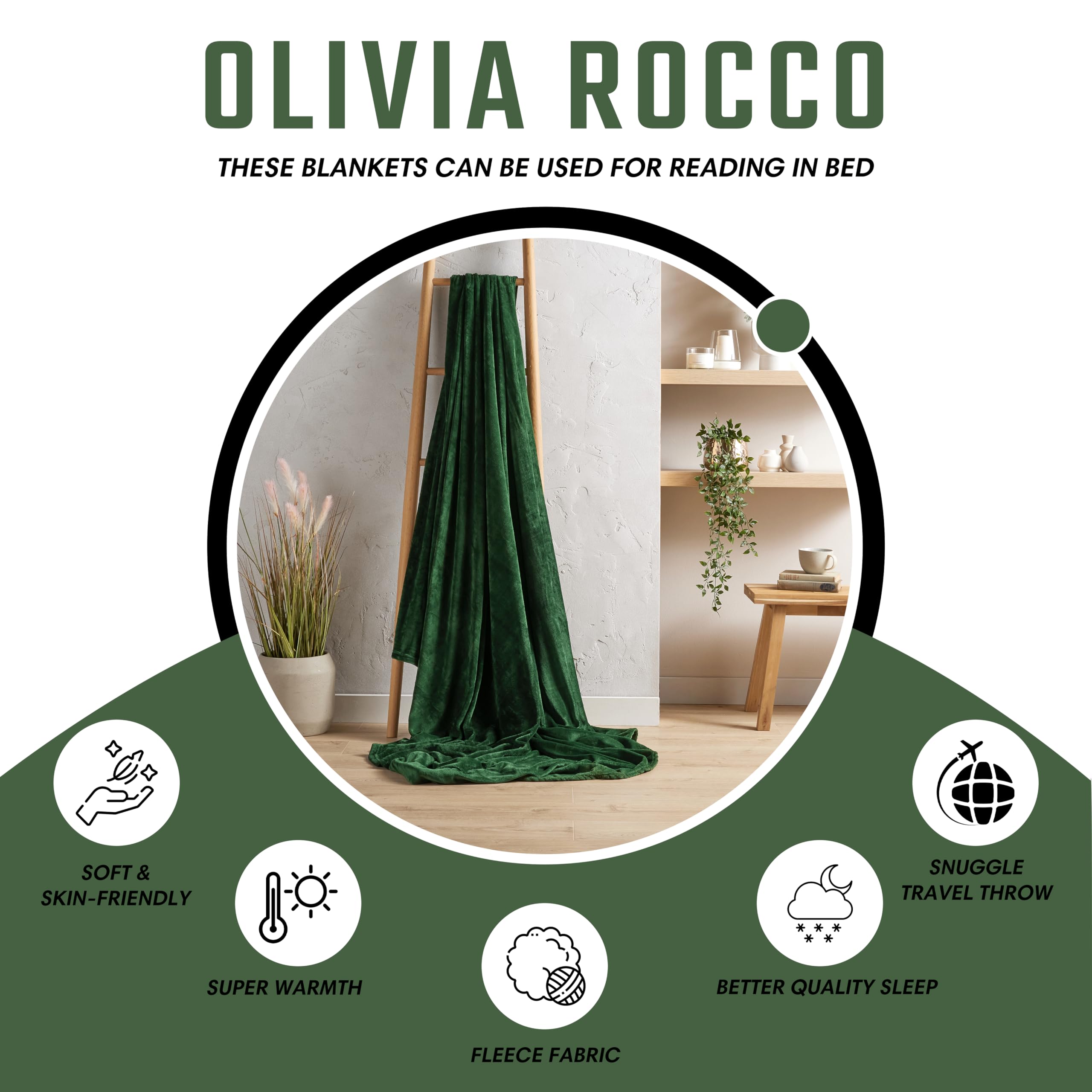 Olivia Rocco Flannel Fleece Throw Blanket Super Soft Warm Fluffy for Bed Sofa Couch Chair Lightweight and Cozy Solid Design - Image 4