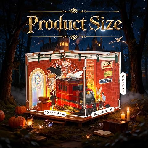 Miniatura 2 de Sosuy Magic Station - Rompecabezas 3D, modelo de estación de tren de acrílico con luces, plataforma mágica, asistente de escena, juguete para niños,