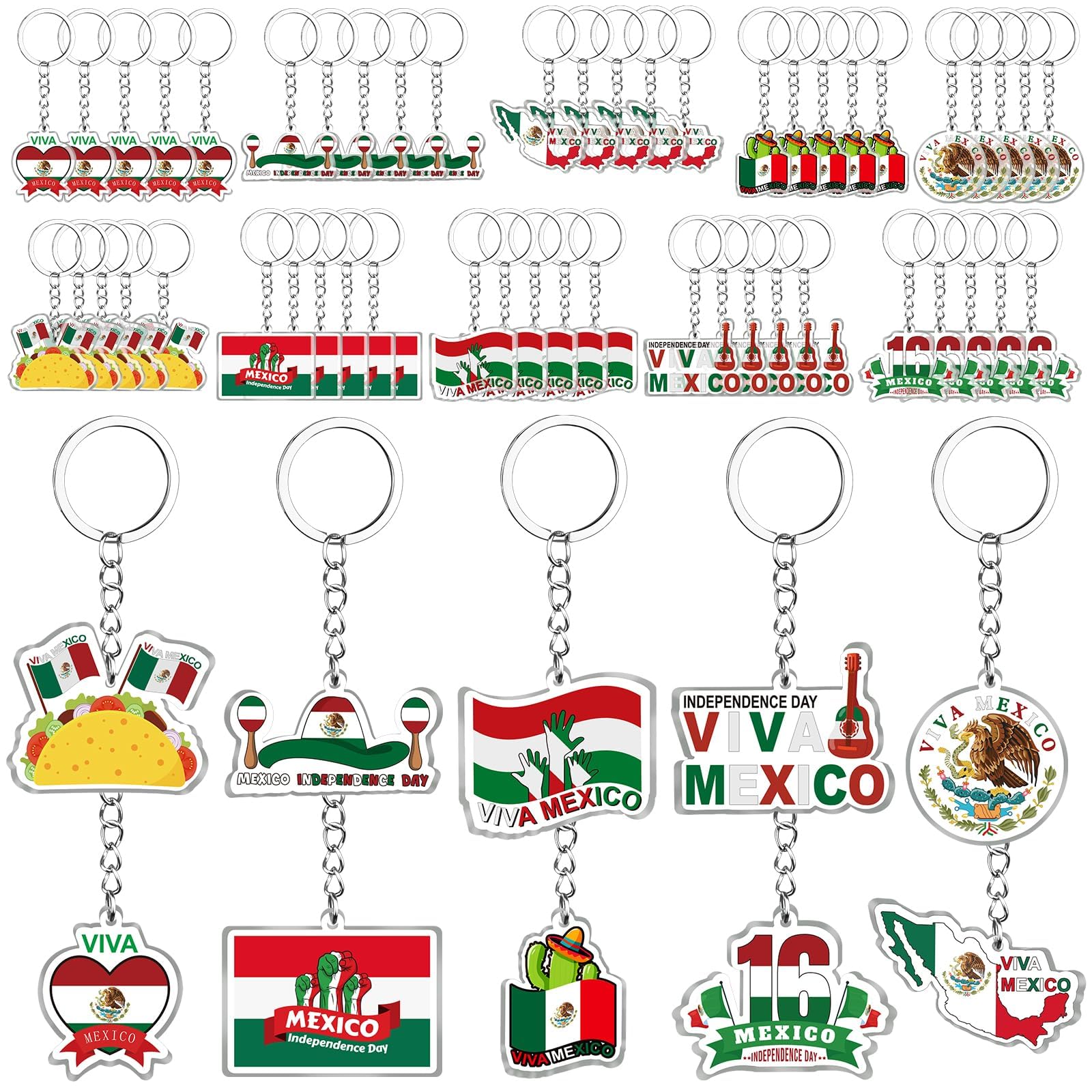 SHISUYAN 24 Pcs Porte-Clés Mexicains Thème Fiesta Décorations de Fête Sac Suspendu