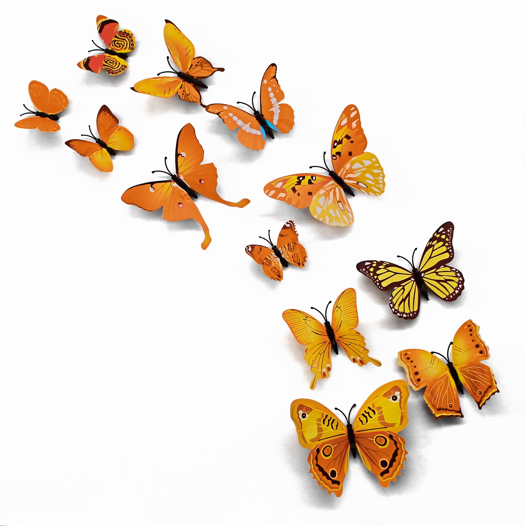 3D Butterfly 12PCS Stickers Making Stickers Wall Stickers Crafts Butterflies (Yellow)