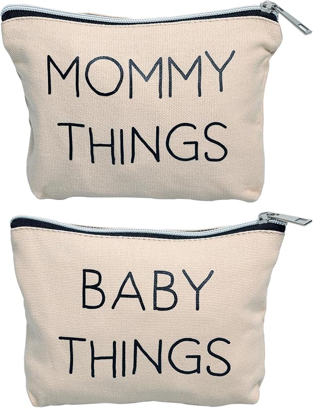 Pearhead Necessaires de lona com zíper Mommy and Baby Things, conjunto com 2