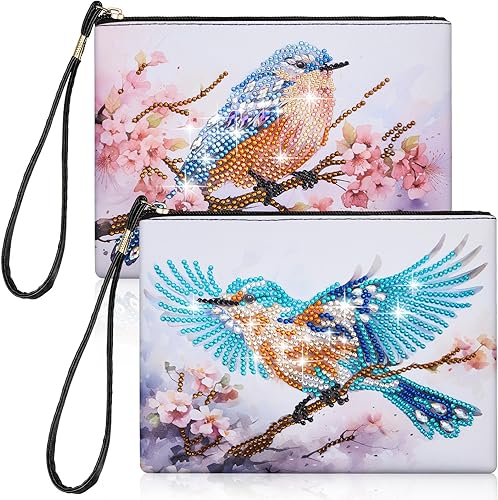 Geyoga 2 unidades de monederos de pintura de diamantes 5D DIY diamante pintura bolso de mano arte diamante bolso de mano bolsa de mano para mujeres