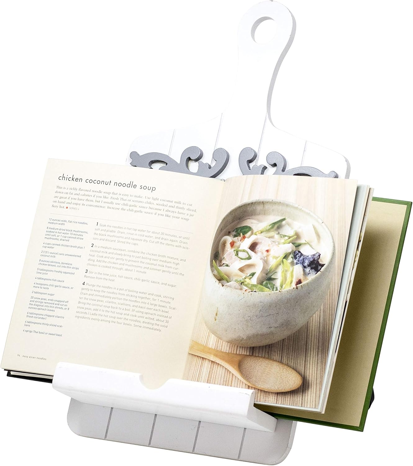 Boston Warehouse Cookbook and Tablet Holder, White Scroll