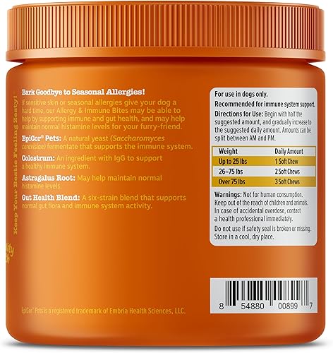 Miniatura 34 de Suplemento inmune a las alergias para perros - Con Omega 3 Aceite de salmón salvaje de Alaska y EpiCor + Prebióticos y probióticos digestivos