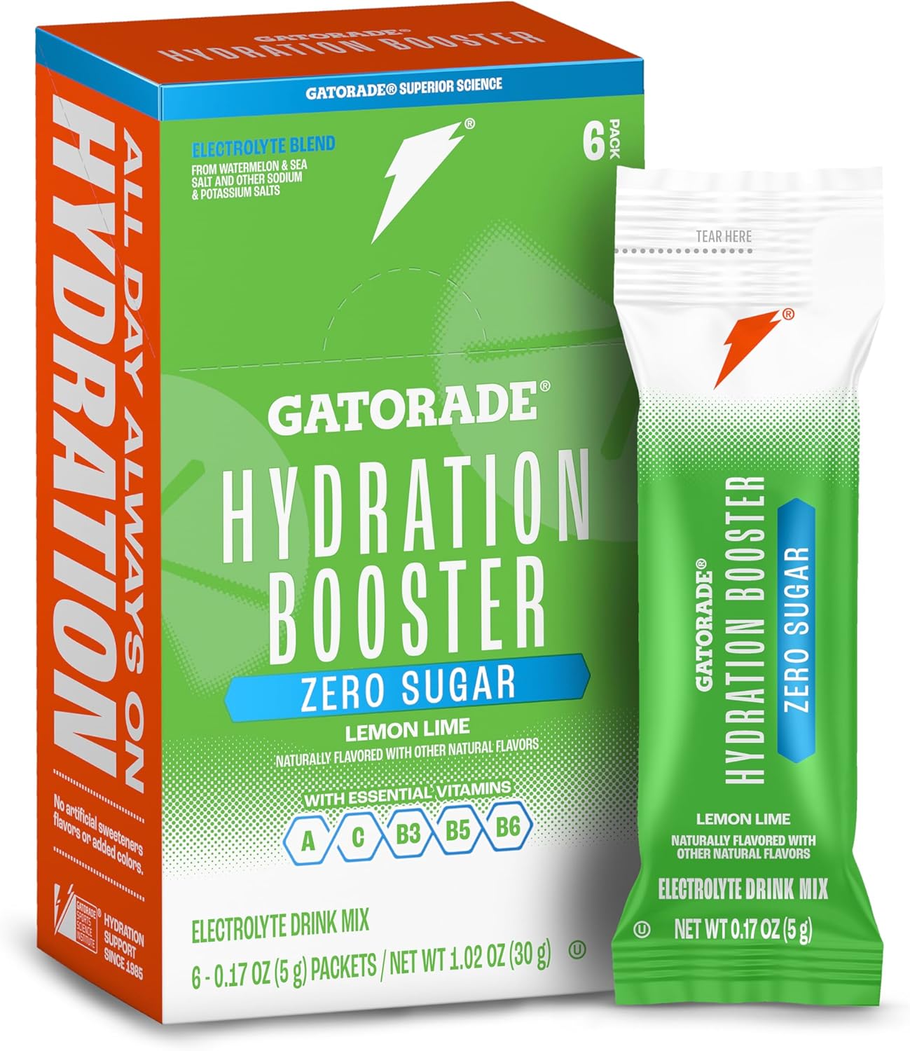 Amazon.com : Gatorade Hydration Booster Zero Sugar - Lemon Lime (Pack ...