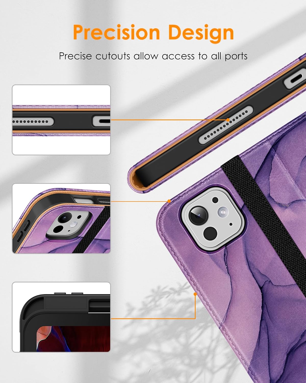 DTTO for iPad Pro 11 Inch Case (M5) 2025 / (M4) 2024, Purple Marble image 3