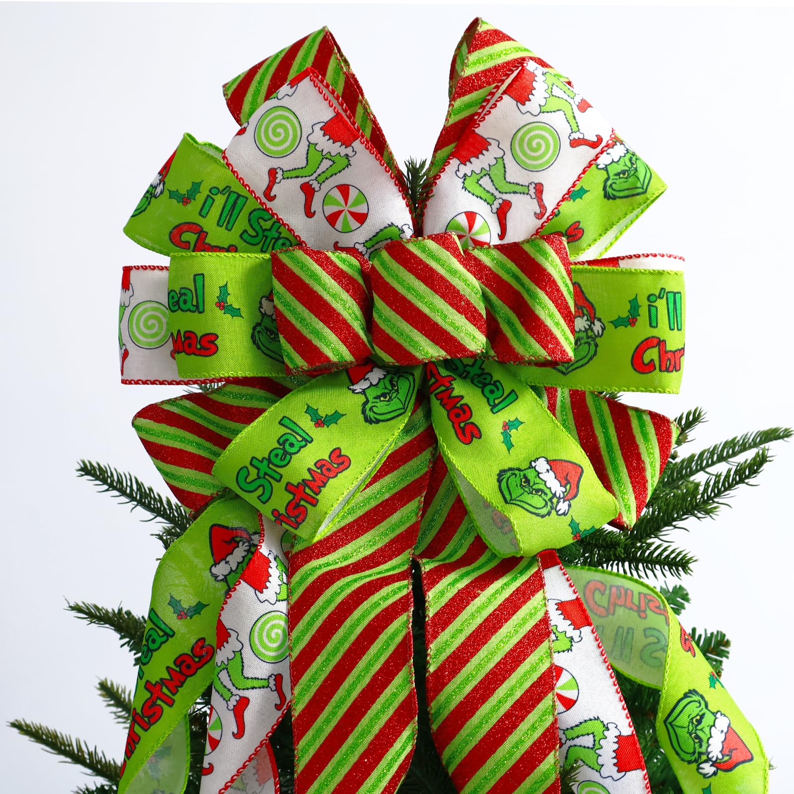 Amazon: Large Christmas Tree Topper Bow 52x13 Inch, Pre-Tied Wired