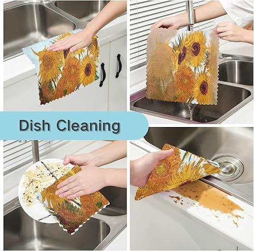 Miniatura 2 de ALAZA Van Gogh - Juego de 6 paños de cocina súper absorbentes, sin pelusas, para bar, té, juego de 6, 11 x 11 pulgadas