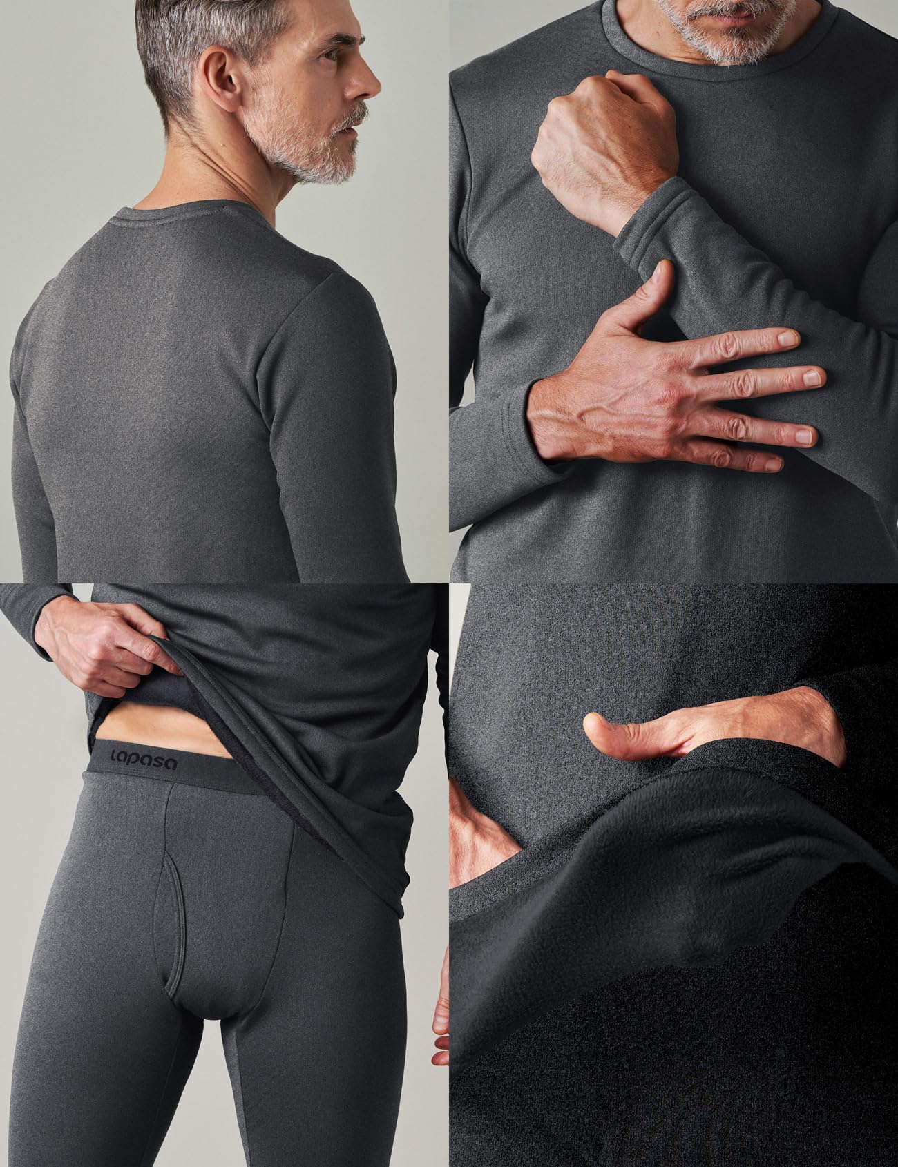 LAPASA Completo Termico Uomo in Pile Calzamaglia Termica & Maglia Termica Set Invernale Caldo/più Caldo/Extra Caldo M11/M57/M24