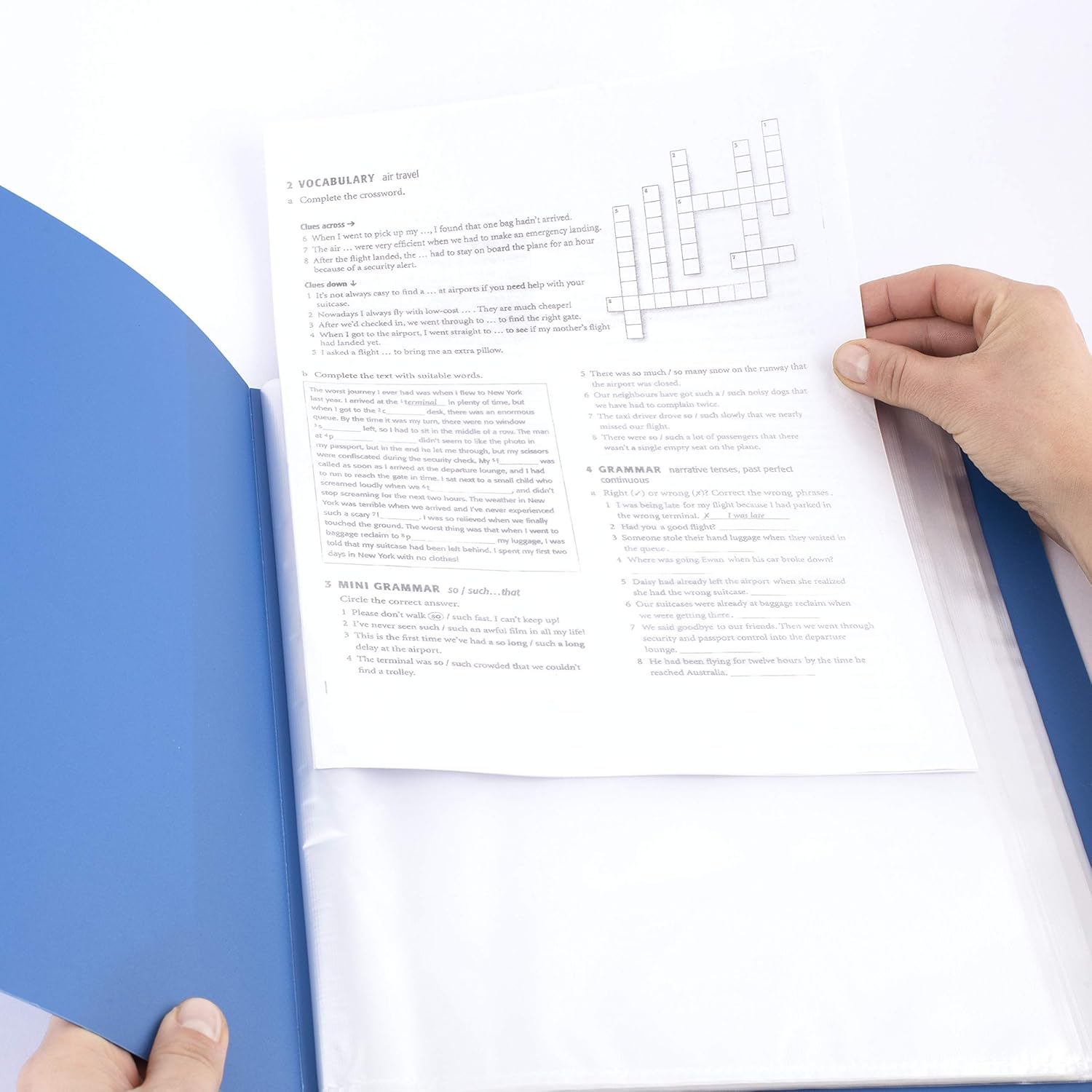 D.RECT Display Book PP A4, 30 Sleeves, Display Folder, Solid, Presentation Folder, Offer Folder, Blue