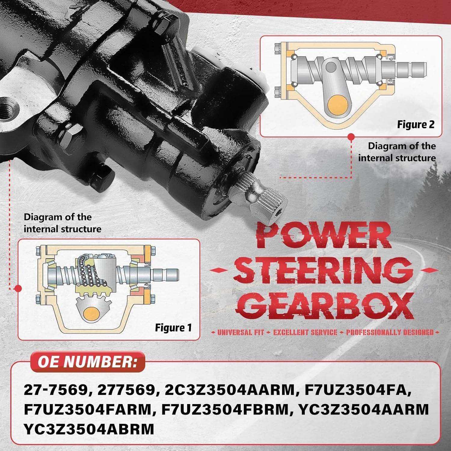 27-7569 Power Steering Gearbox Gear Box Compatible with Ford F-350 F350 1997-2007, F-250/F-350/F-450/F-550 Super Duty 1999-2004, Excursion 2000-2005, Replace OE YC3Z3504ABRM, 27-7569, F7UZ3504FA