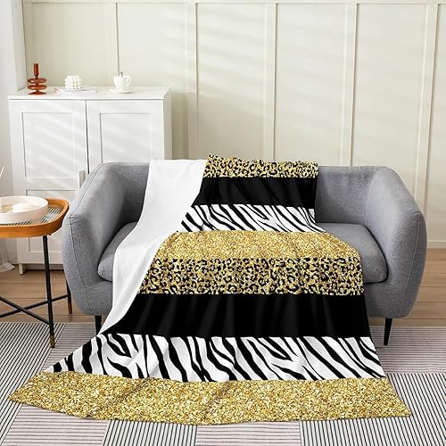 Miniatura 2 de Glitter Leopard Print Throw Blanket Wild Animal Skin Stripes Print Fleece Blanket for Kids Teens Adults Modern Simple Style Fashion Flannel Blanket