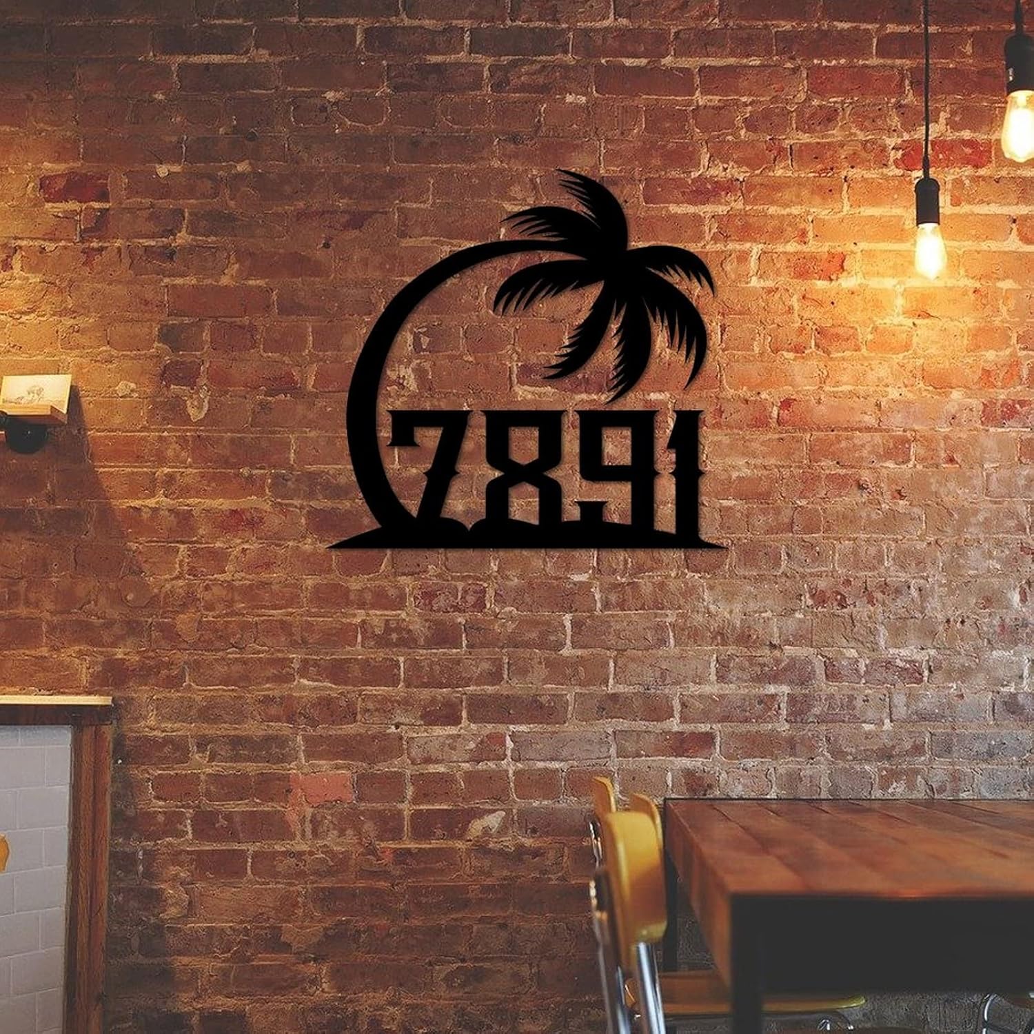 Address Sign Personalized Personalized Palm Tree House Number Address Metal Sign 1 House Number Street Name Wall Mounted Sign Outside Decorations Metal Farmhouse for House, Street, Door 3D Easy Black