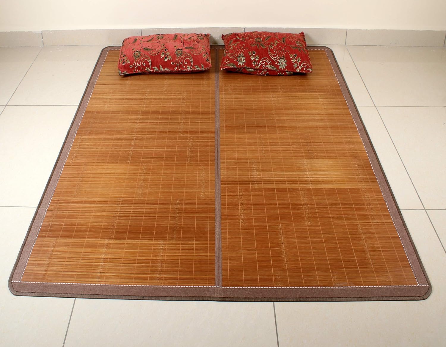 MemeHo ® Multifunction Polyester Bamboo Portable Folding Cooling Double-Sided Folding Bed Mat (Brown, 200 * 180 cm) MemeHo ® Multifunction Polyester Bamboo Portable Folding Cooling Double-Sided Folding Bed Mat (Brown, 200 * 180 cm)