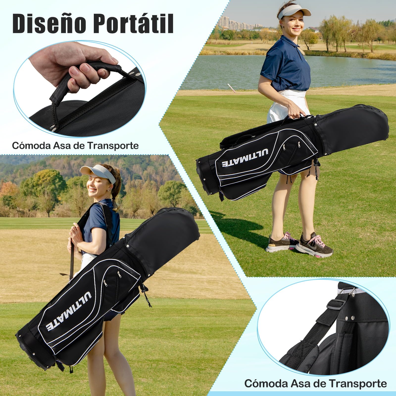GYMAX Juego Completo de Golf para Mujer, Set Completo para Principiantes con 460CC #1 Driver, #3 Fairway, #4 Hybrid, #6, #7, #8, #9 & #P Hierros y Putter