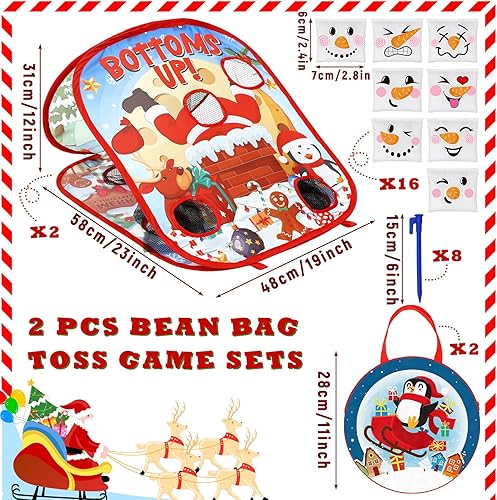 Miniatura 3 de 28 piezas de juegos de lanzamiento de bolsas de Cornhole de Navidad para niños y adultos, juegos de carnaval al aire libre, juego de lanzamiento de