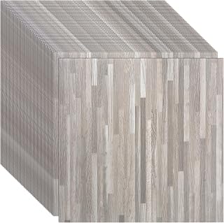 CYEER 40 Bodenfliesen selbstklebend, 30 × 30 cm, Hellgrau Holzoptik | Ca. 1,3 mm starke PVC-Fliesen für ca. 3,6 m² – zuschneidbar für glatte, saubere und trockene Innenflächen