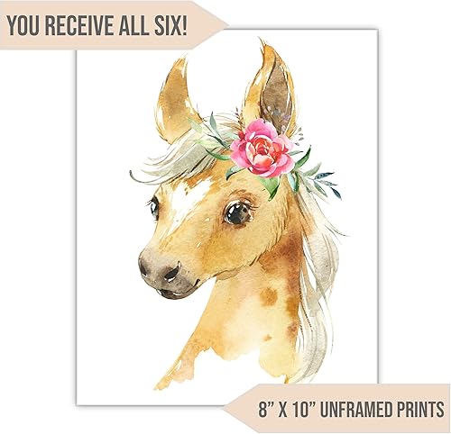 Miniatura 7 de Arte de pared de animales de granja (juego de 6 sin marco) pintura de acuarela para habitación de niños, papel de póster de 8 x 10 pulgadas, kit de