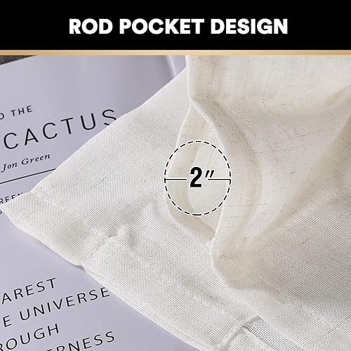 Miniatura 4 de Cortinas de lino natural y rico, semitransparentes para dormitorio, sala de estar o comedor, con bolsillo para barra, cortina de lino con textura