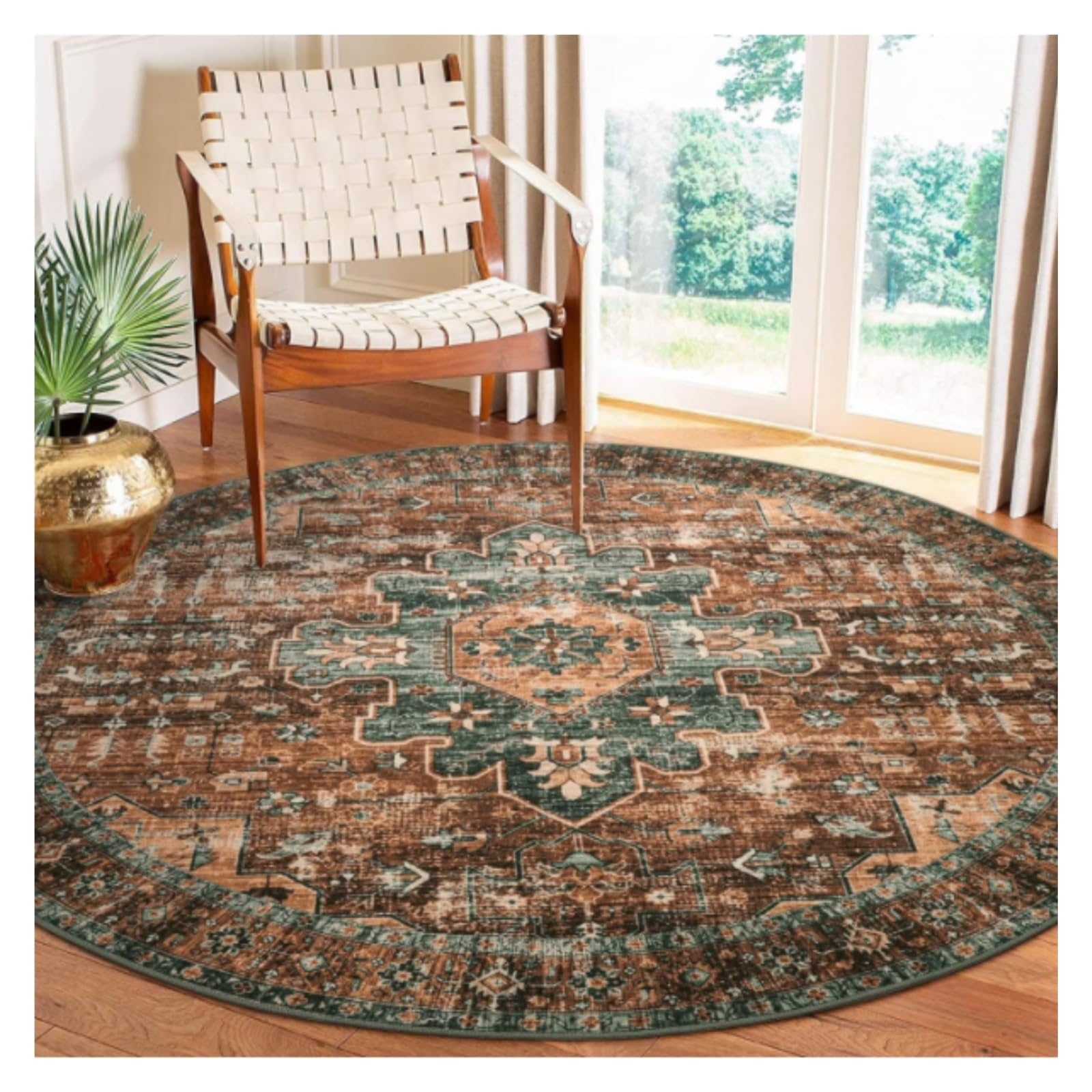 Dywan Relax Area Okrągłe Dywaniki W Stylu Boho Do Salonu Sypialnia Zmywalne Dywaniki Dywan Do Jadalni Wygodny Dywan do Domu(E,180cm)