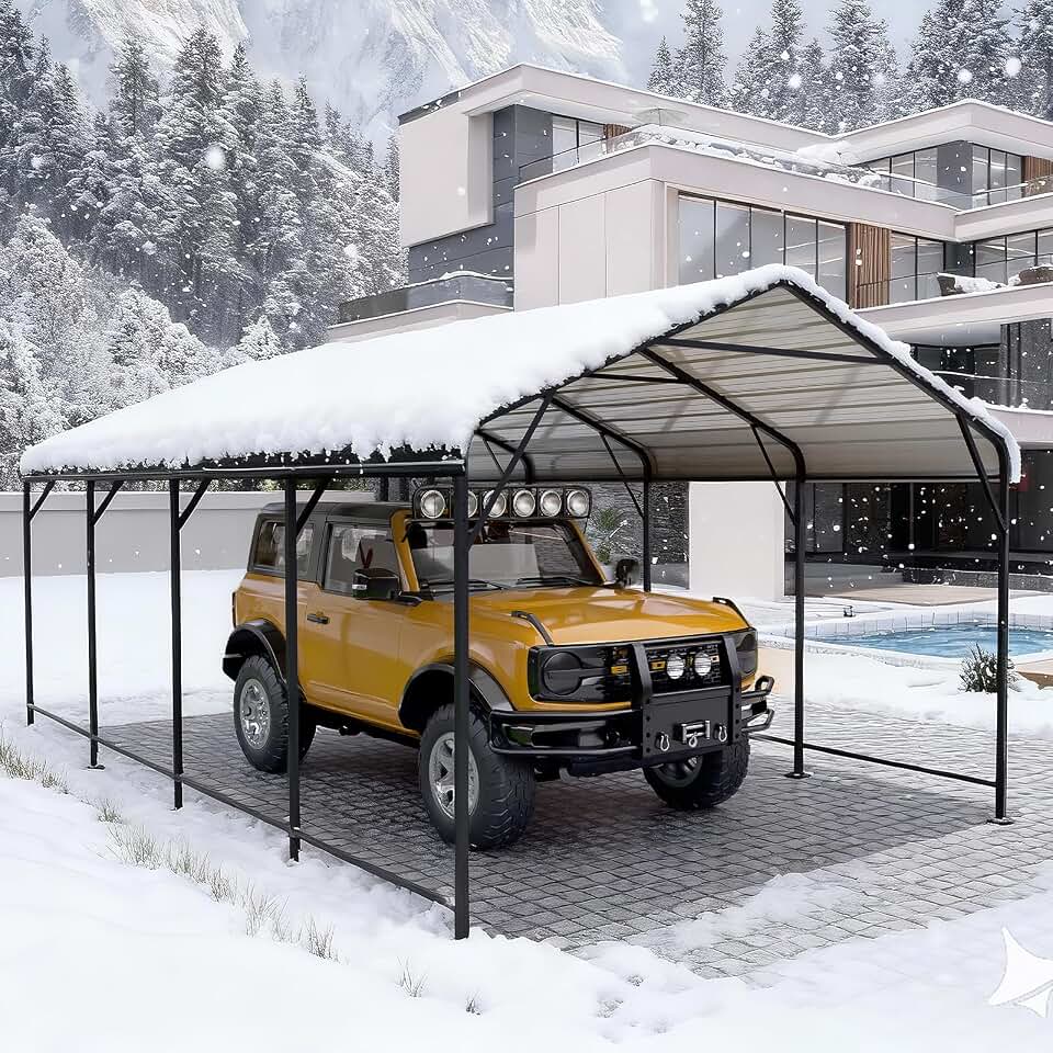 LEVELEVE 12x20 FT Heavy-Duty Metal Carport, Galvanized Steel Car Canopy with Reinforced Base Frame, Outdoor Shelter for Cars, Trucks, Boats, Tractors & RV
