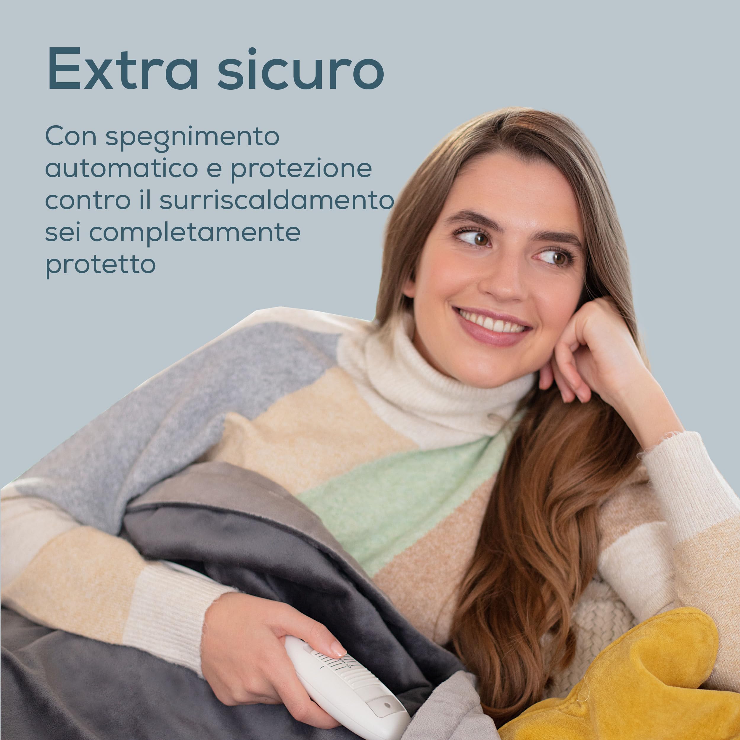 Beurer HD 75 Termocoperta Morbida Coperta Riscaldata, 6 Livelli di Temperatura, Lavabile in Lavatrice, con Spegnimento Automatico ed Extra Sicura 180 x 130 cm, Color Grigio Scuro