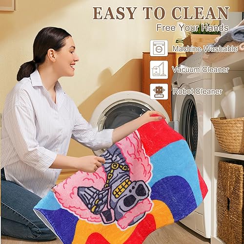 Miniatura 6 de Alfombras funky para dormitorio, alfombra de sala de estar, 43 x 31.5 pulgadas, decoración de moda, alfombra de ducha gótica antideslizante, tapete