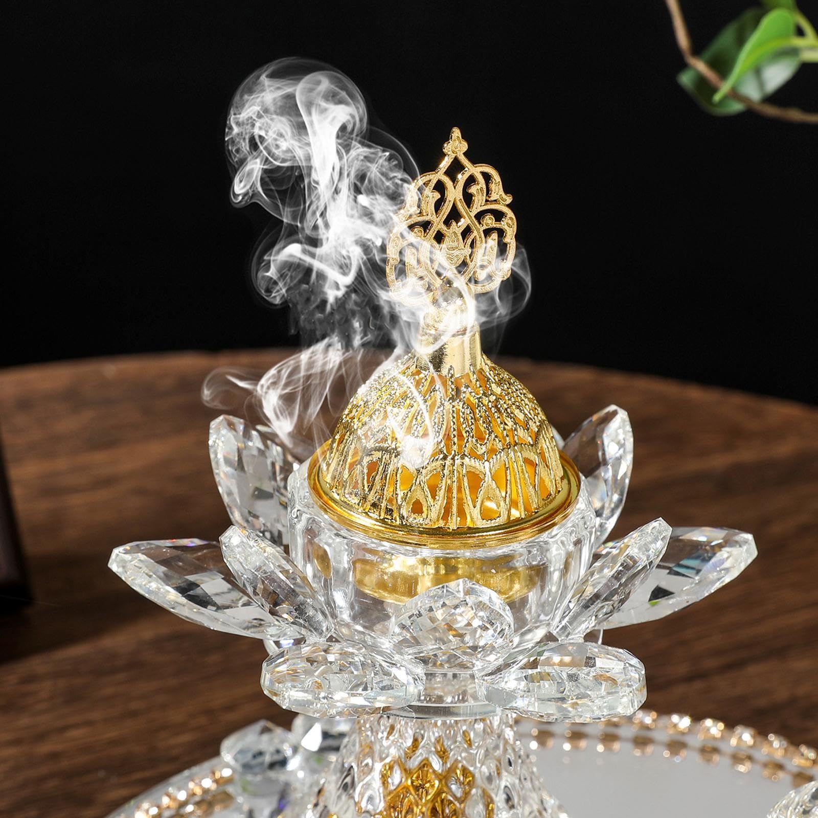 Bruciatore di incenso in vetro, set di bruciatori incenso, centrotavola, incensiere con vassoio, barattolo stoccaggio e pinze per yoga e meditazione, tradizionale