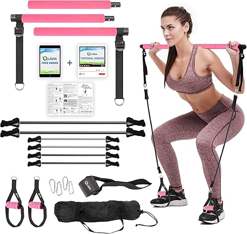 Kit de barra de pilates  Barra de yoga de 3 secciones para hombres y mujeres  Barra de ejercicio portátil para gimnasio en casa  Tonificación