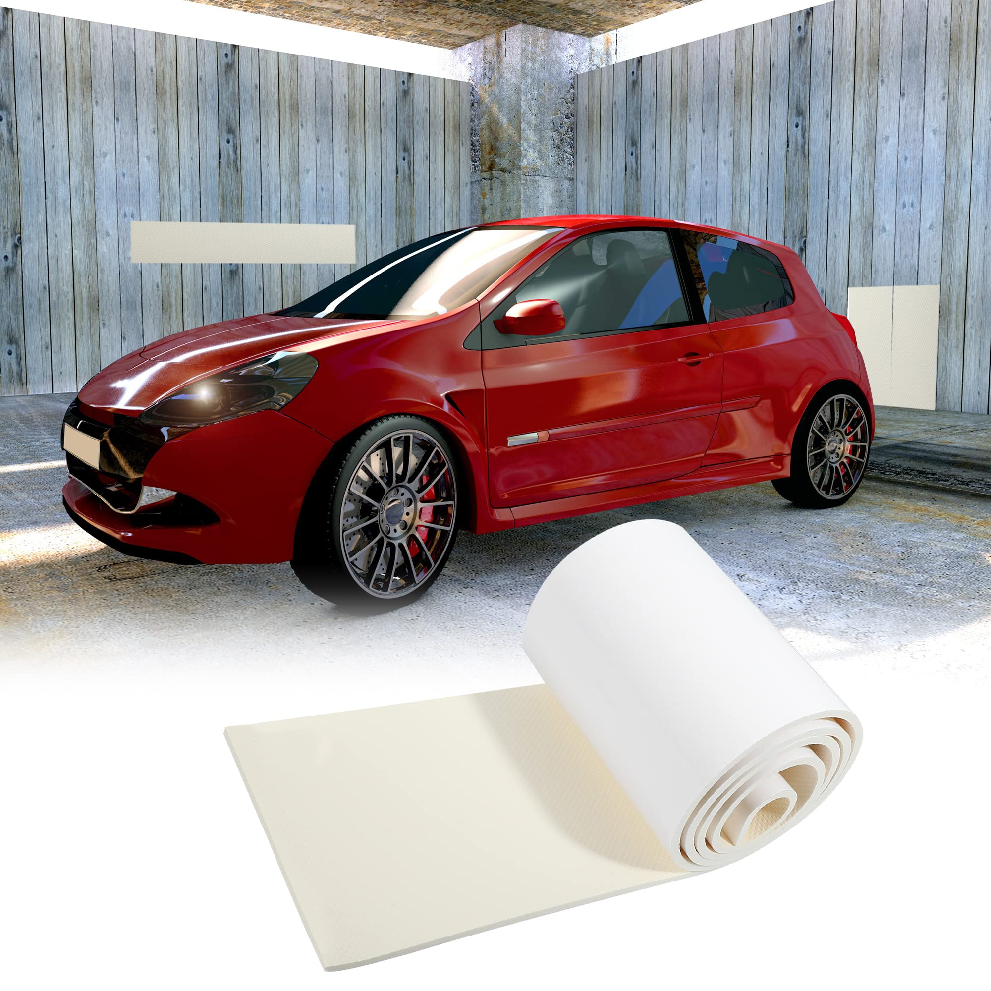 X AUTOHAUX 2000x200x6.5mm Car Garage Wall Guard Door Bumper Protector White, 78.74"x7.87"x0.26" - Image 2