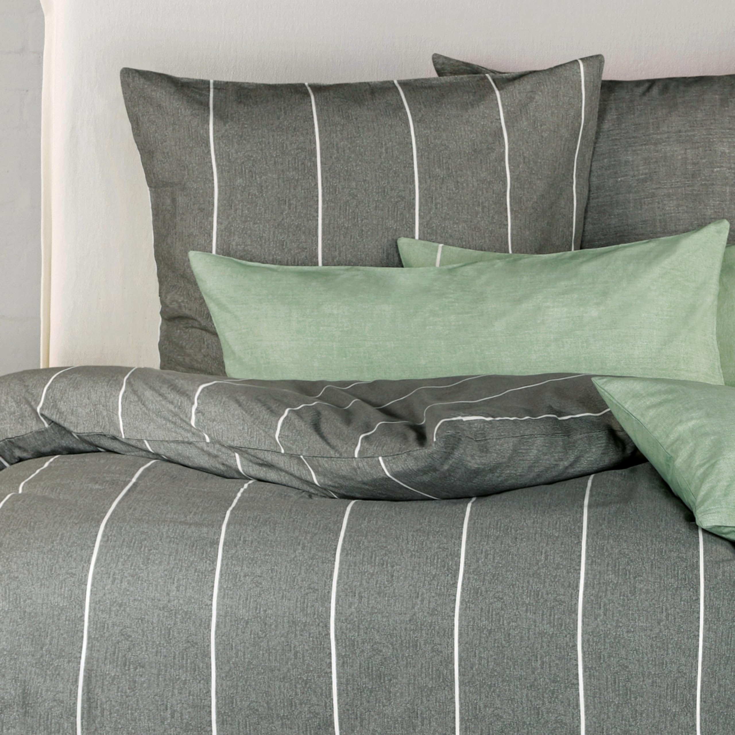 Esprit Home Premium Bettwäsche 135x200 Baumwolle 4teilig Anthrazit - Bettwäsche-Sets 4tlg bestehend aus 2 Bettwäschebezügen 135x200cm - inkl. 2 Kopfkissenbezug 80x80cm - Öko-Tex Zertifiziert