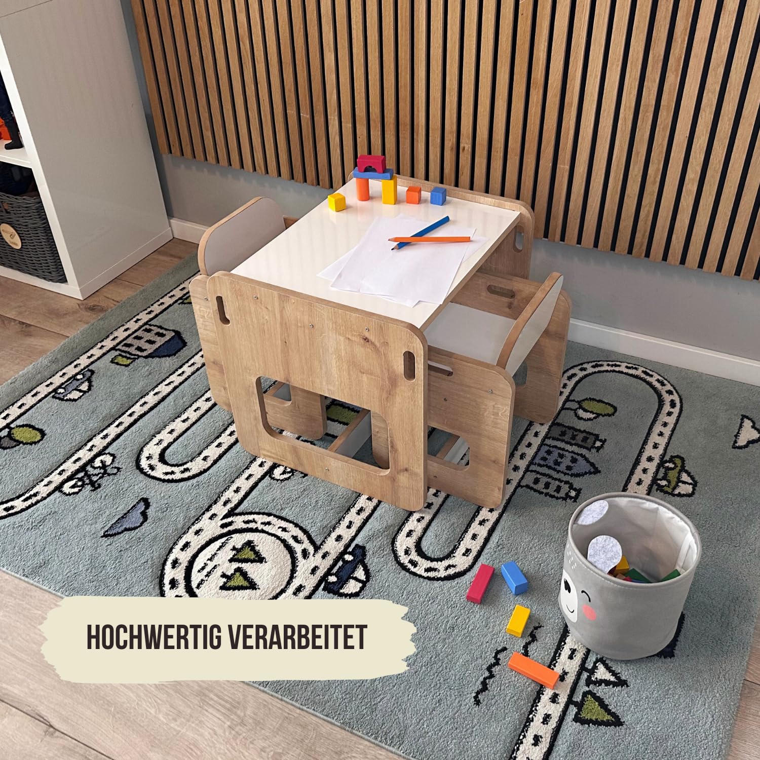 Malino Kindersitzgruppe aus Holz – Set aus 1 Tisch und 2 Stühle – Robuster Spieltisch für Kinder – Kindertisch perfekt für Kinderzimmer Kindermöbel Jungen & Mädchen ab 2 Jahren