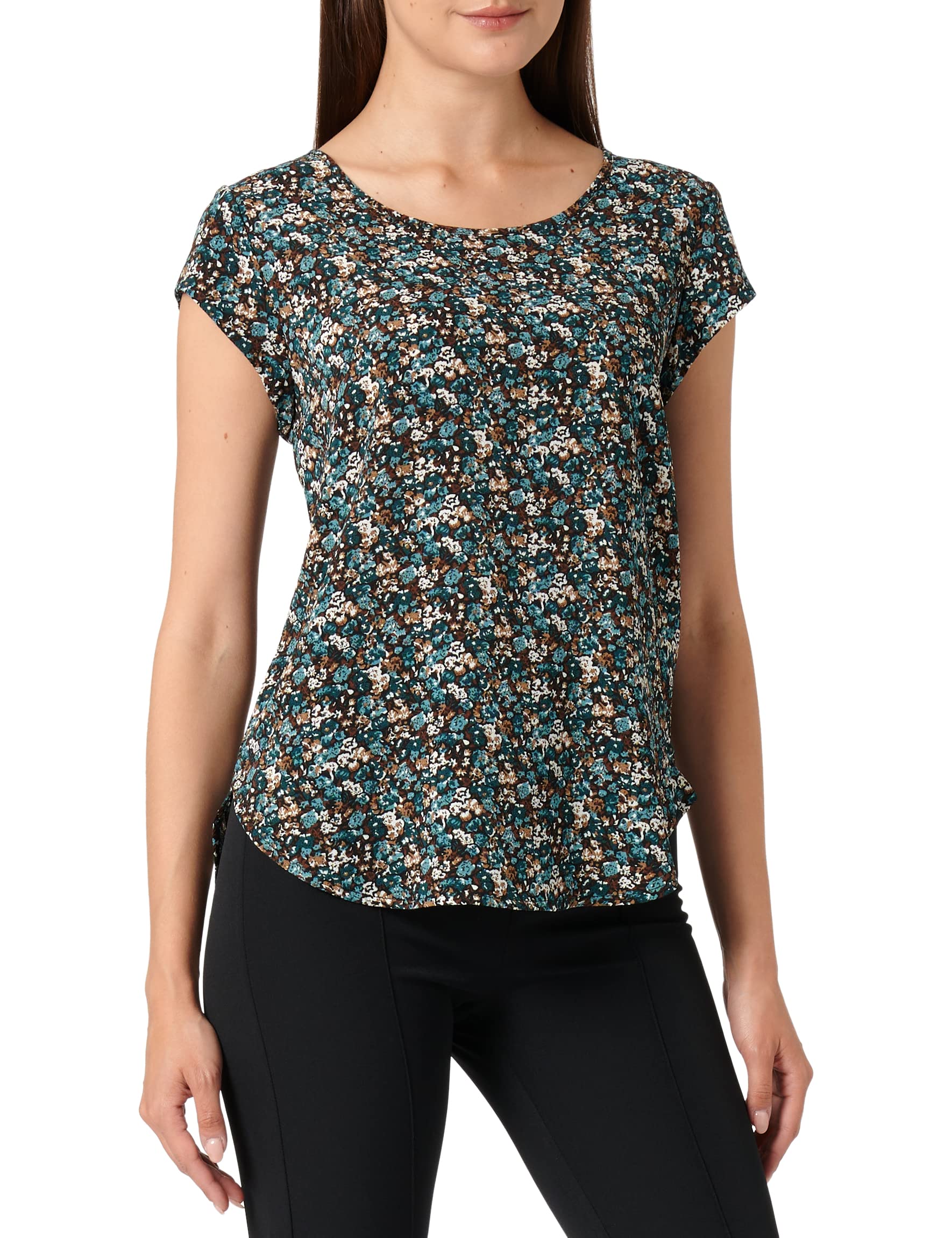 ONLY Women's Onlvic Ss Aop Top Noos Ptm Shirt, Balsam Green/Aop:fall Ditsy, 8