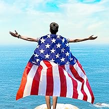 American Flag Cape 3 x 5 FT - USA Flag Cape for Independence Day, 4th of July, Memorial Day Celebrations - Patriotic Flag Costume Cloak