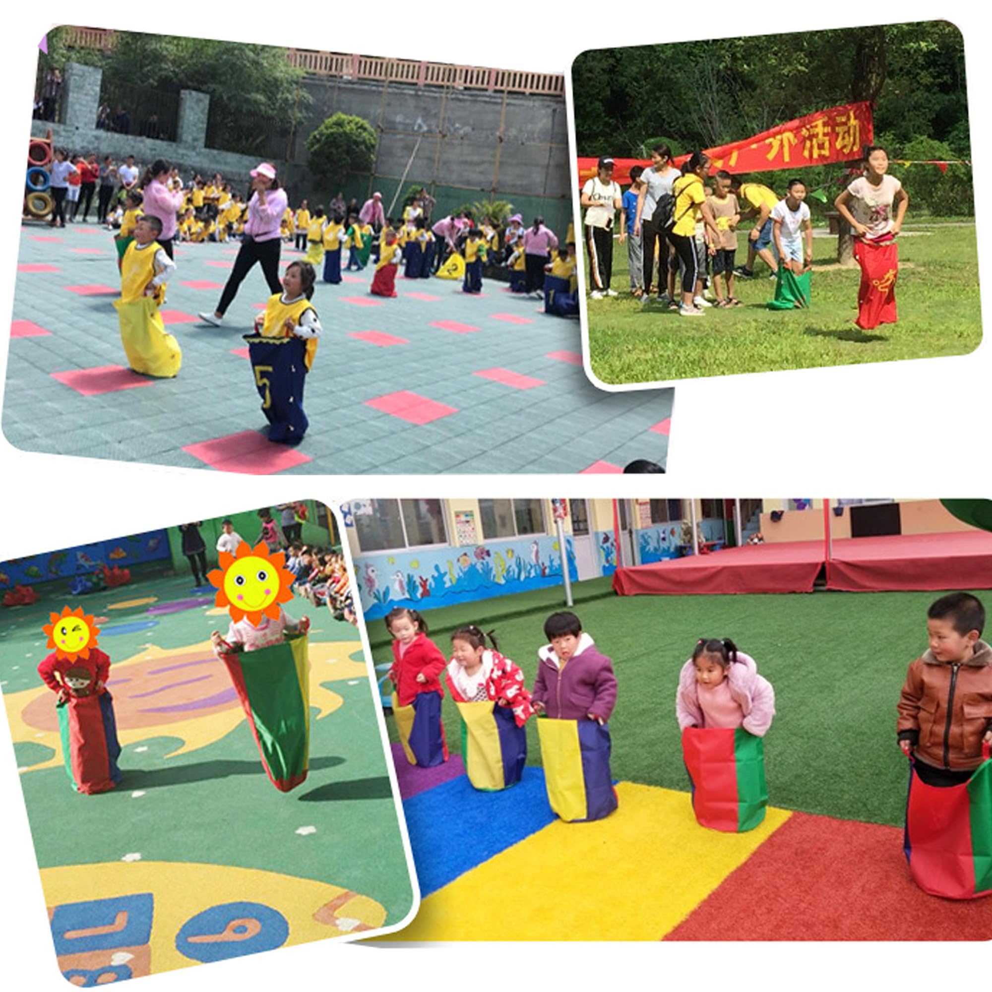 Potato Sack Race Bags, Set Hüpfsäcke für Kinder, Sackhüpfen Säcke & Dreibeinlauf, Outdoor Rasen Spiele, Gartenspiele für Kinder Erwachsene, Osternsuchspiel, Partyset für Kindergeburtstag.