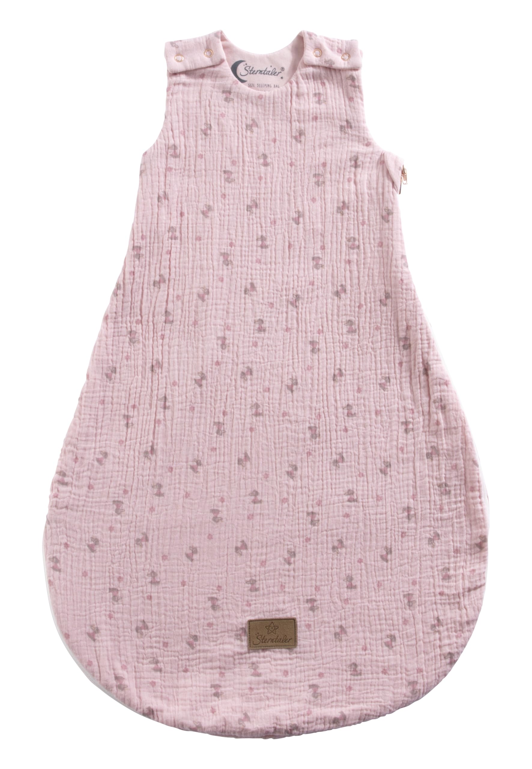 Sterntaler Sacco nanna per neonato, motivo: asino Emmi Girl Flora rosa in mussola con fodera in jersey, taglia 62/68, rosa tenera TOG 0,50
