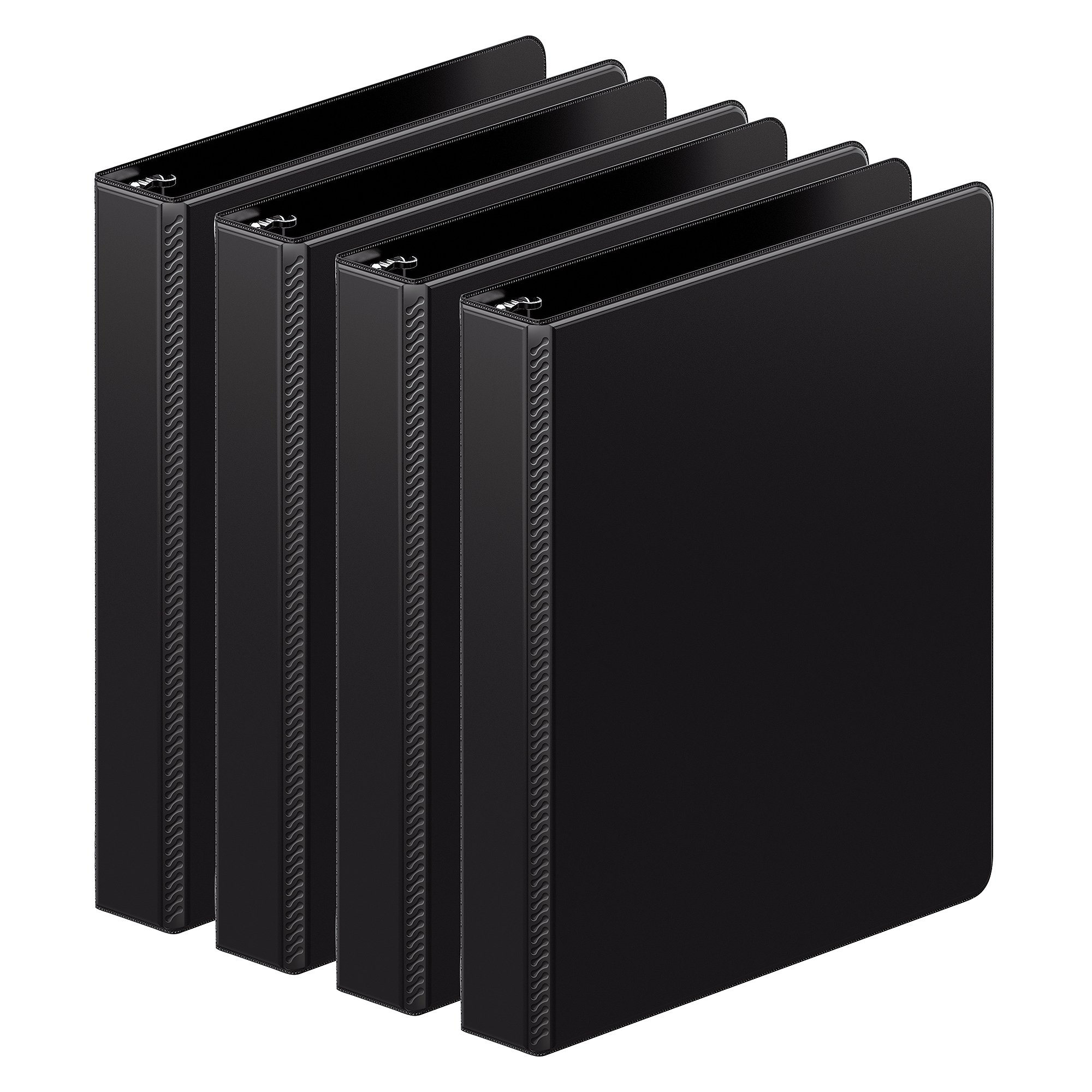 Wilson Jones Heavy Duty classeurs à anneaux avec Extra durable Charnière, 2,5 cm, Noir, 4-pack (W70384–14B)