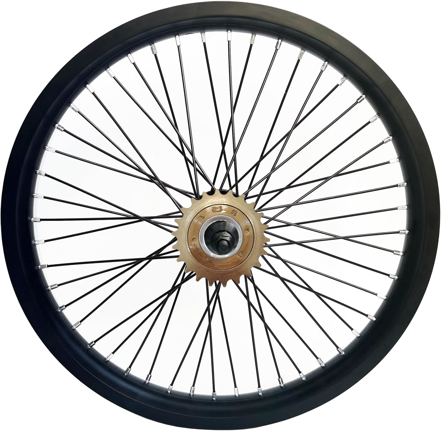 20 inch x 1.85" Heavy Duty Bicycle Rear Wheel Rim 12 Gauge & 22T Single Speed Freewheel, Double Wall Aluminum Alloy 48 Spokes Wheel, 20" Bike Rear Rim 135mm (Black) Disc Brake