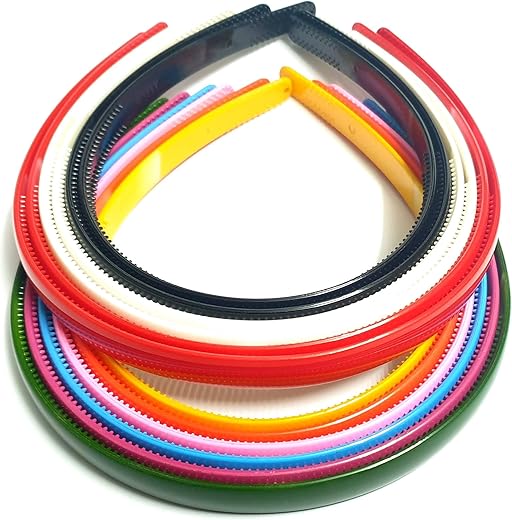ANNA CREATIONS® Girls Set Of 12 Multi Color Plastic Hair Bands-random multi colour(wide)