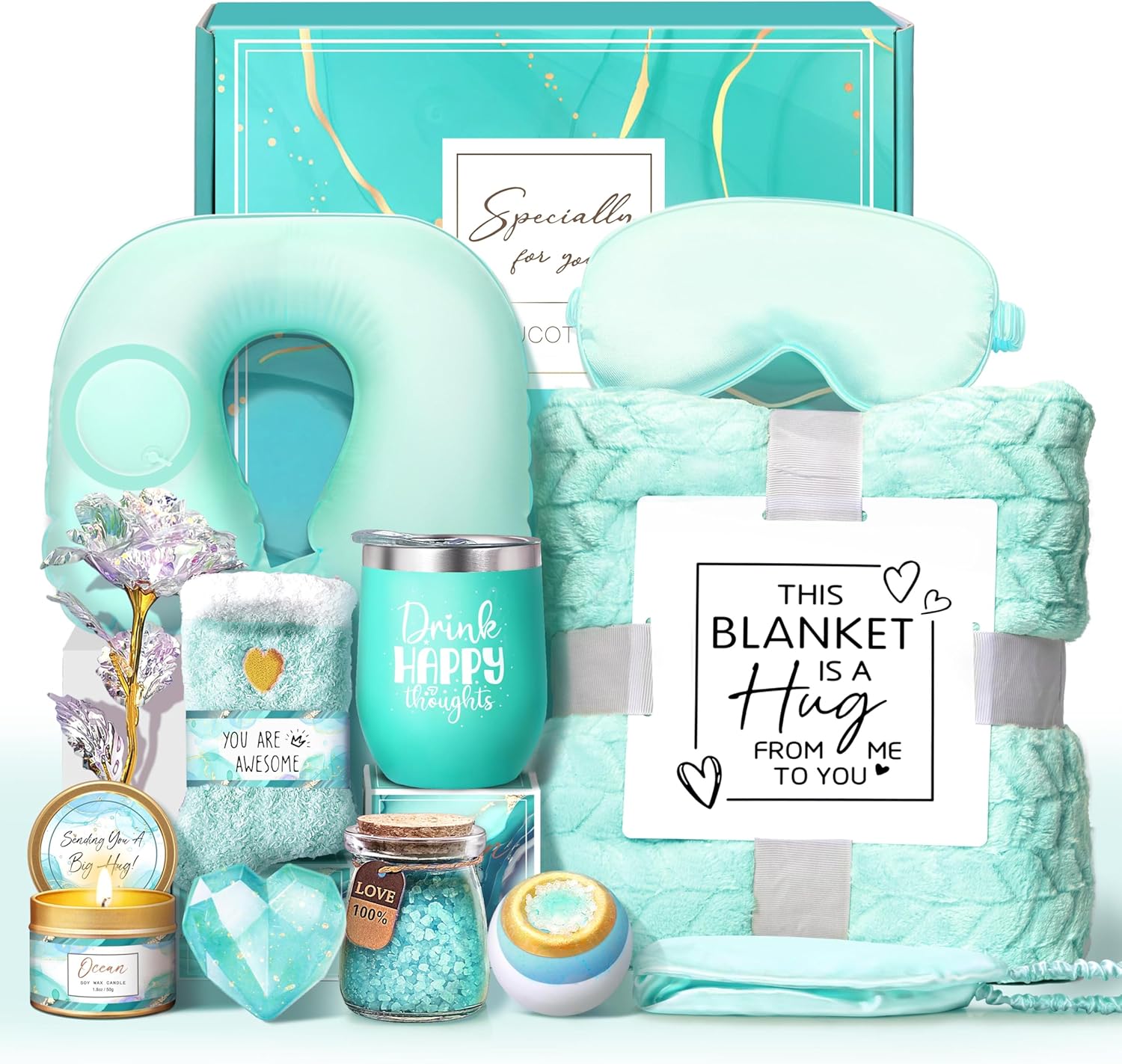 lucotiya birthday gifts for women self care gifts get well soon gifts,ocean relaxing spa gift basket care package with blanket, idea thinking of you gifts for mom her best friends sister wife green