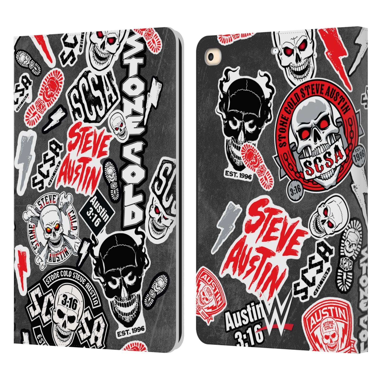 Head Case Designs Officially Licensed WWE Icons Stone Cold Steve Austin Leather Book Wallet Case Cover Compatible with Apple iPad 9.7 2017 / iPad 9.7 2018