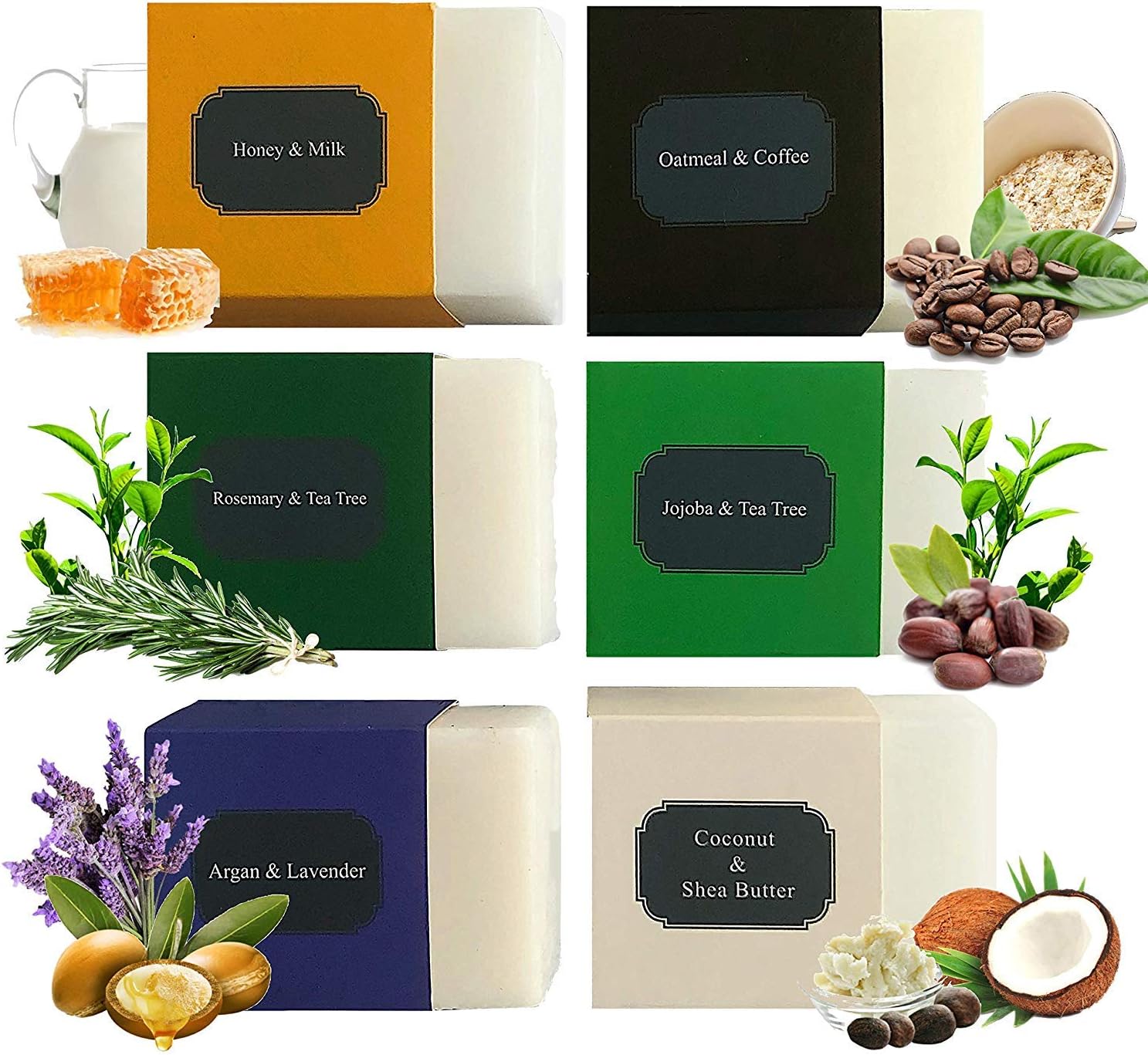 Aromatherapy Handmade Soap Gift Set -6 Artisan Handmade Soap Bars for Men & Women! Natural Soap Bars For Best Body & Face Soap! Luxury Gift Box for Holiday Gifts for Women & Men!