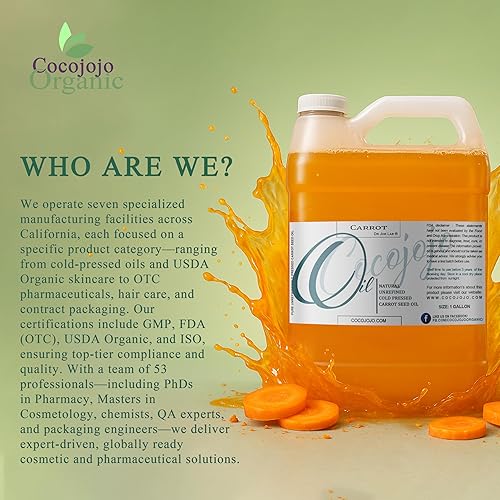 Miniatura 8 de Dr Joe Lab Aceite de semilla de zanahoria 128 onzas 100 puro natural prensado en frío sin refinar aceite de zanahoria extra virgen 1 galón grado