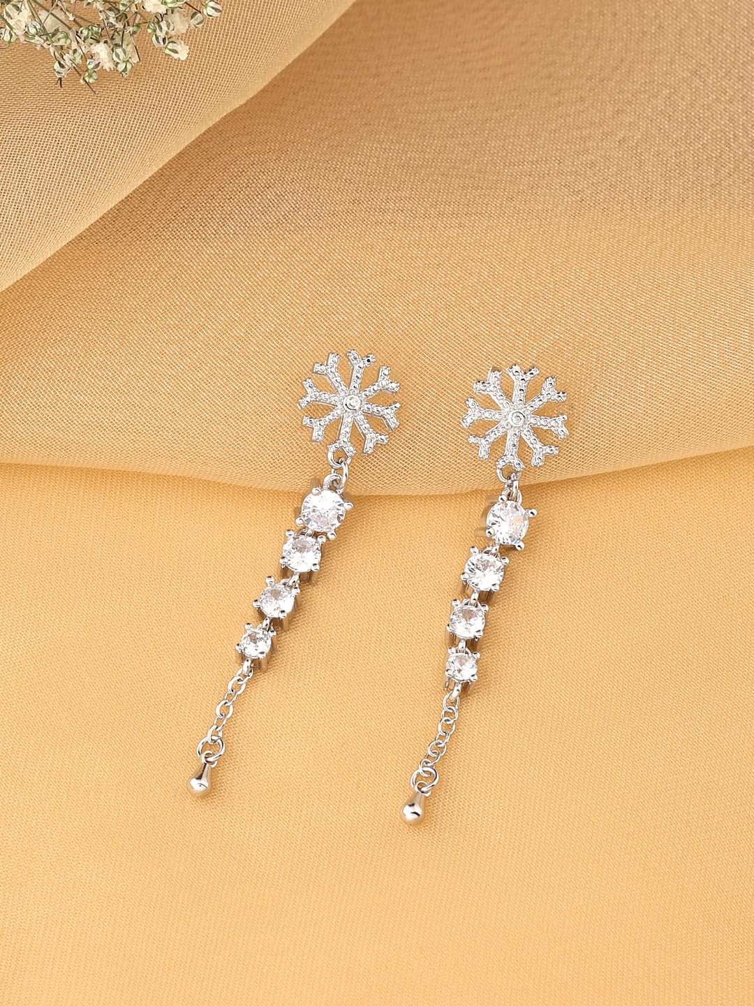 Crystal Danglers Earrings for Silver Long Chain Dangler