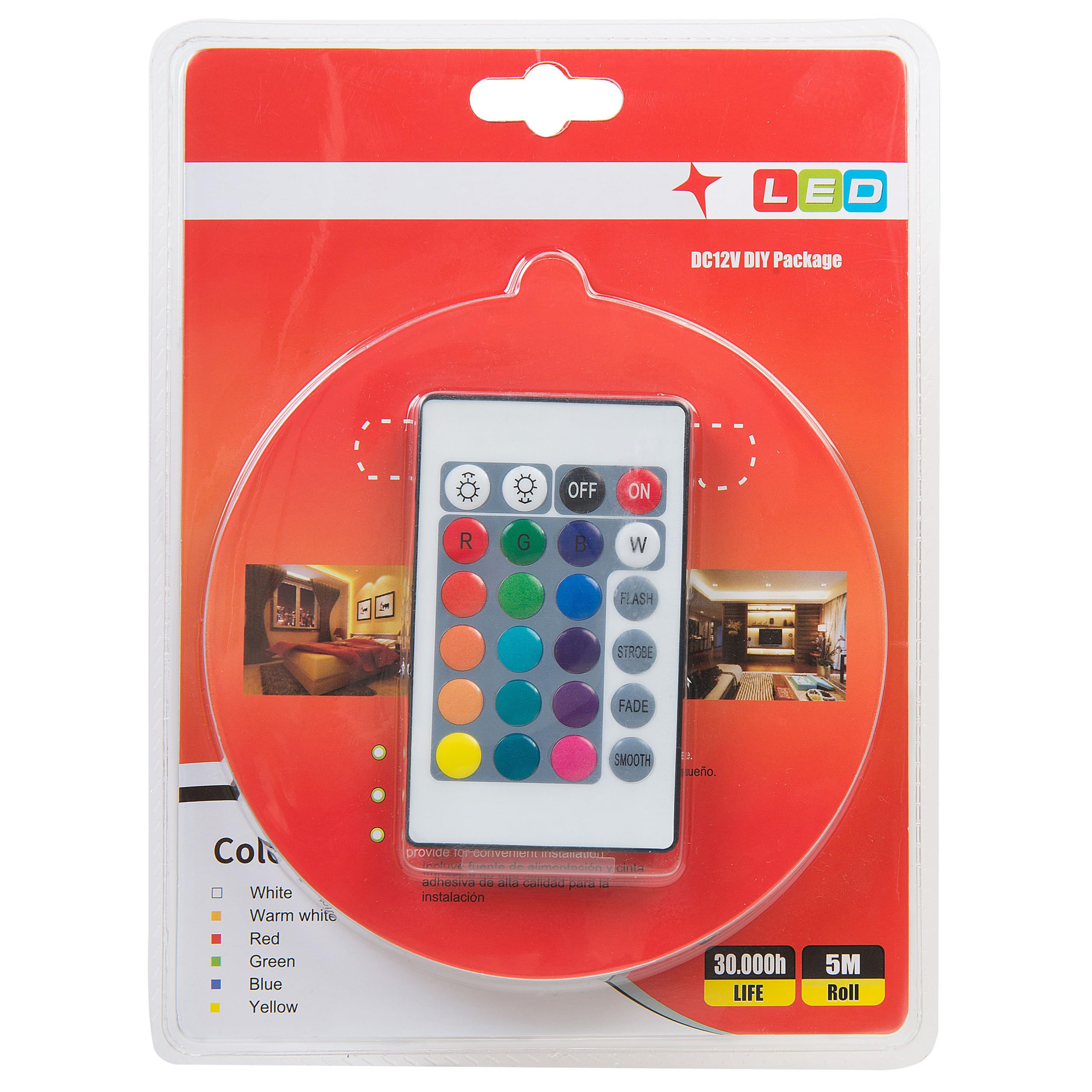 Beliani Tira LED con 16 colores 500 cm con mando a distancia y fuente de alimentación KIKORI