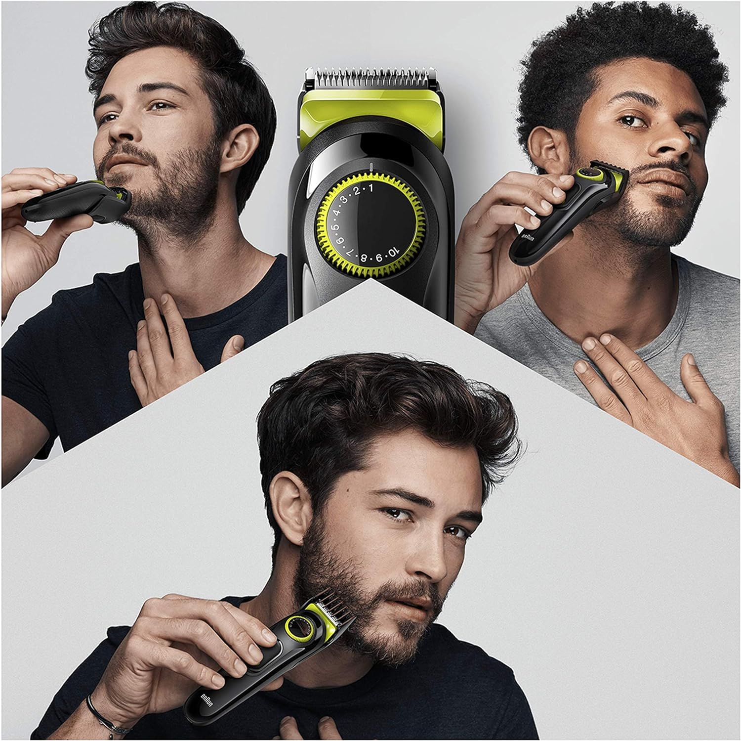 Braun BT3221 Regolabarba Uomo e Tagliacapelli con Lame Affilate di Lunga Durata, 20 Impostazioni di Lunghezza, Nero/Verde