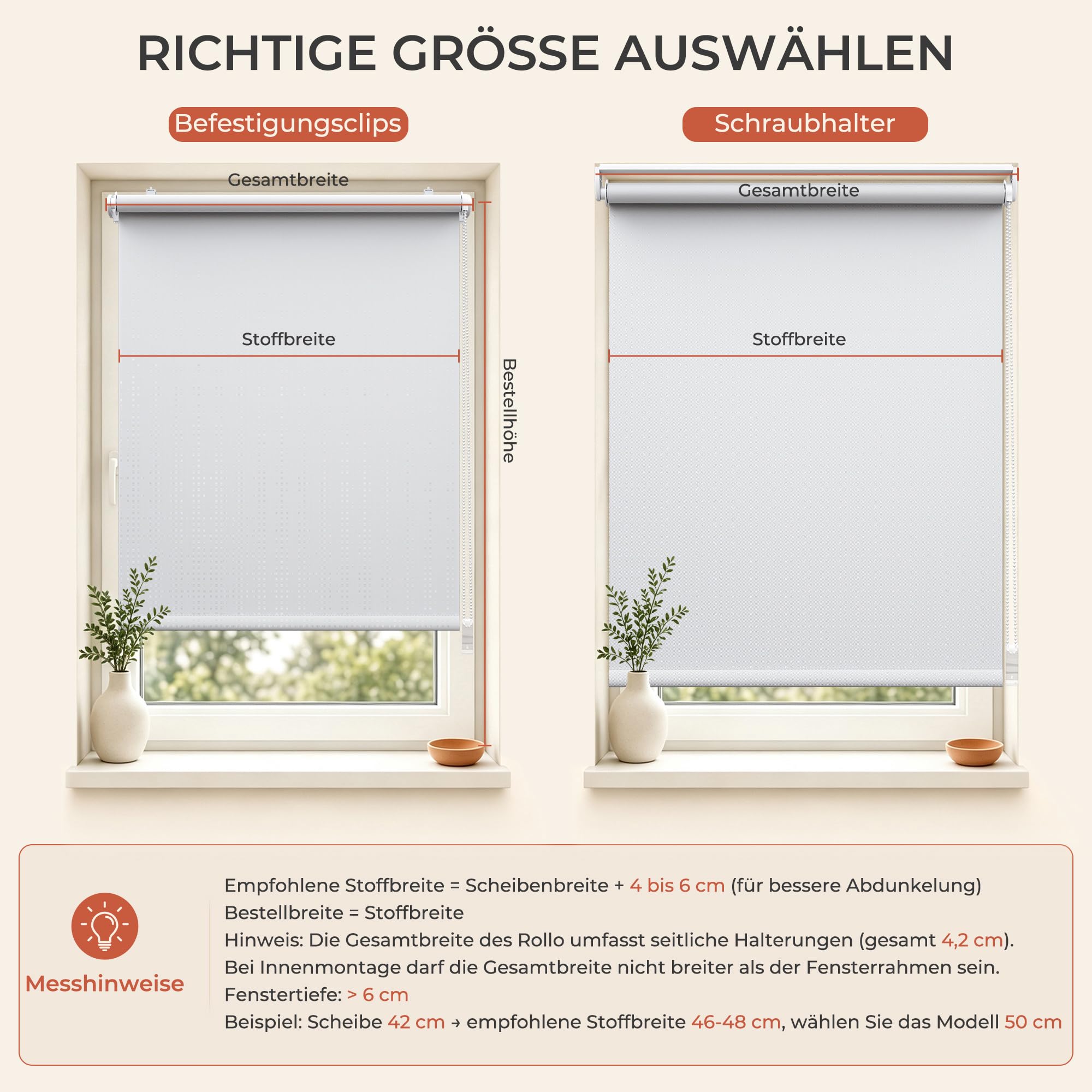 HOMEDEMO Verdunklungsrollo ohne Bohren B115 × H230 cm, Weiß